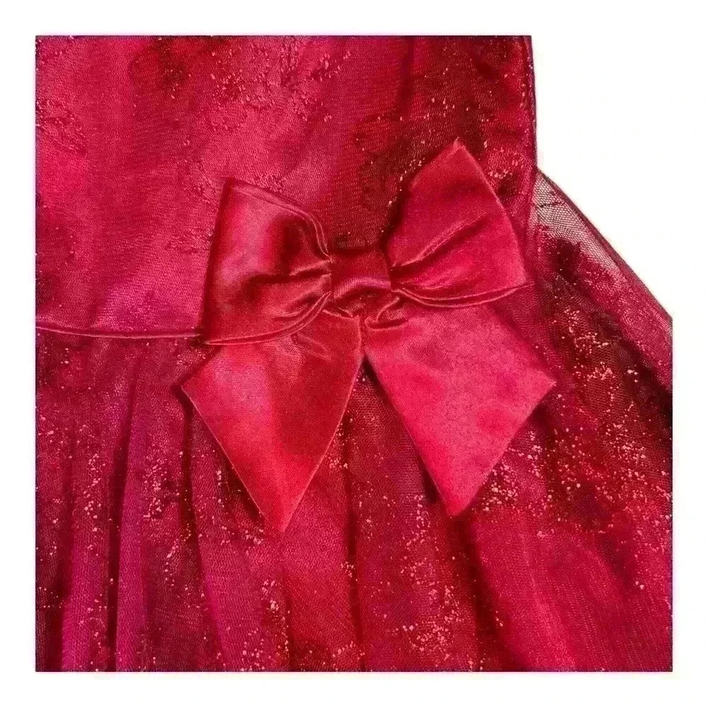 Jona Michelle Girls Dress Size 5 Red Glitter Party Dress - Picture 5 of 7